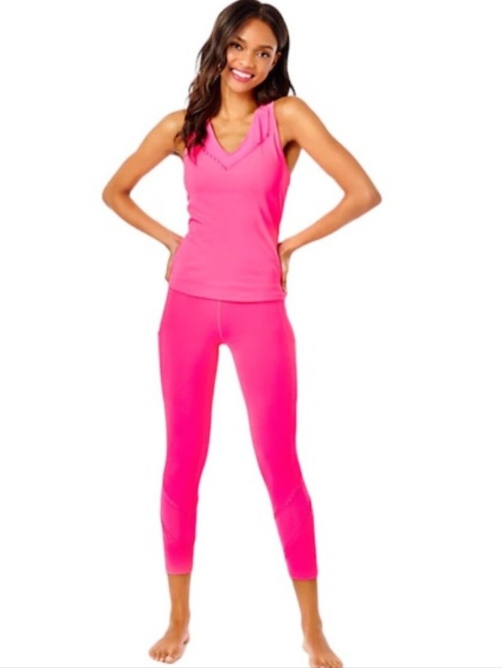 NWT Lily Pulitzer XS Leggings, Grenadine Pink, Scallop Details, Pockets
